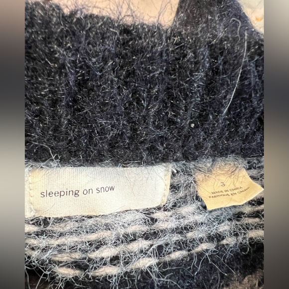 Anthropologie Sleeping On Snow Embellished Fair Isle Black Grey Fuzzy Sweater S - Picture 10 of 12